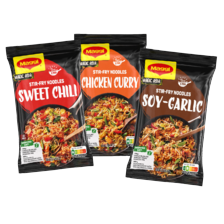 Alle Maggi Asia roerbaknoodles, saucy noodles of roerbaksaus